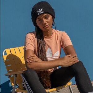 Adidas Black Cuff Beanie w/White Logo Patch Unisex Warm for Winter